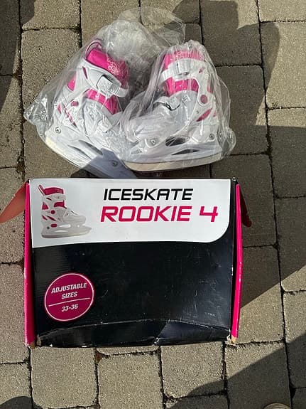 Iceskate Rookie 4 skridskor barn storlek 33-36 vit/rosa