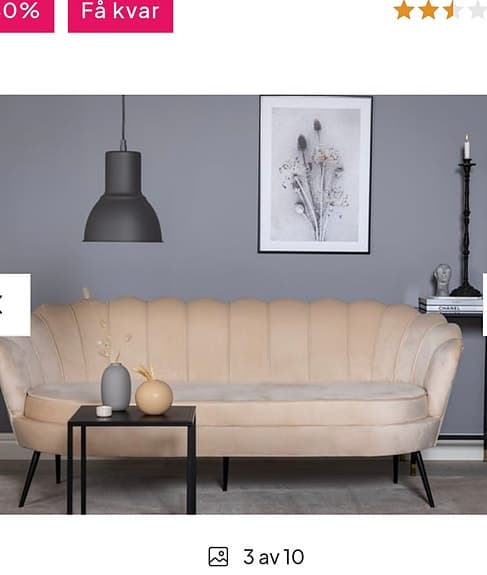 Soffa enture HomeCalais 3-sits Soffa Sammet