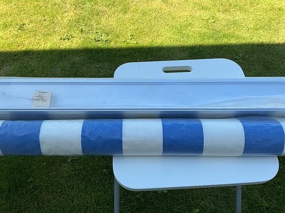 Fönstermarkiser/Markis randig blå/vit - 1,8 meter lång