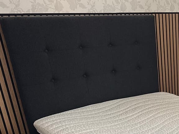 Jysk sänggavel 120cm mörkgrå textil