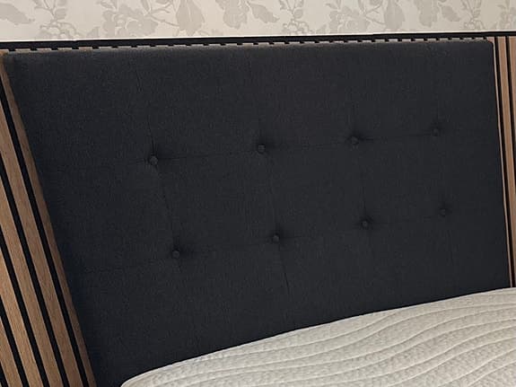 Jysk sänggavel 120cm mörkgrå textil