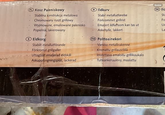 Landmann eldkorg med grillgaller svart metall