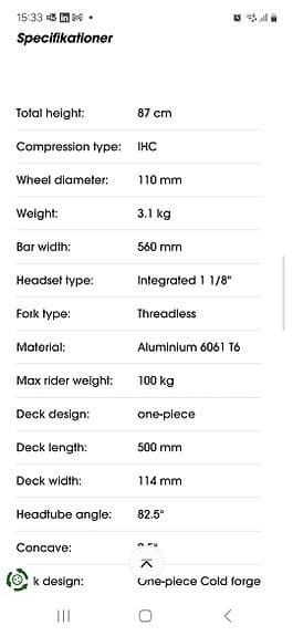 Striker Lux Series sparkcykel 110 mm hjul svart/grön aluminium