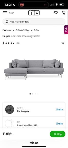 Harper soffa 4 sits MIO