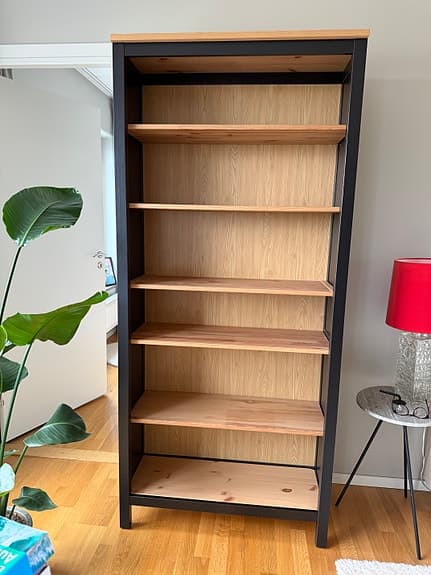 Ikea HEMNES Bokhylla, svartbrun/ljusbrun, 90x197 cm
