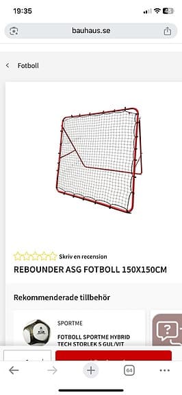 Rebounder fotbollsmål 150x150 cm röd