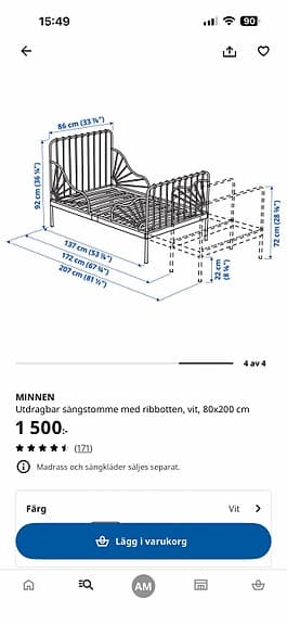 Minnen växa-säng