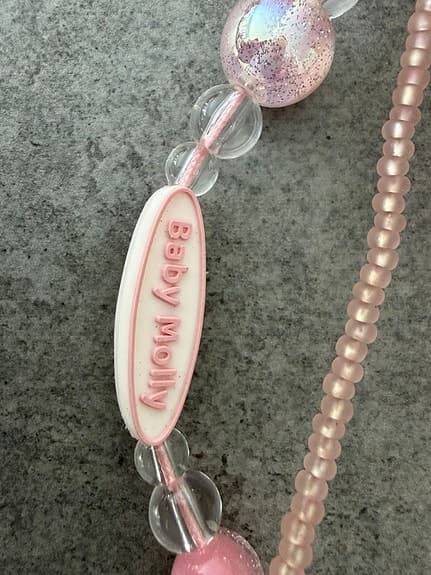 Original Popmart Baby Molly Väskberlock med rosa pärlor