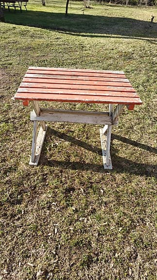 Trädgårdsbord retro rödvit 50-tal