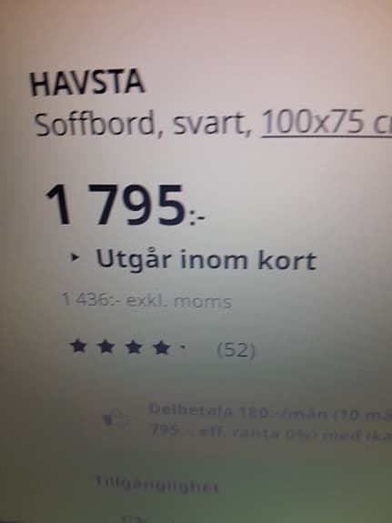 IKEA Havsta soffbord 100x75 cm vit
