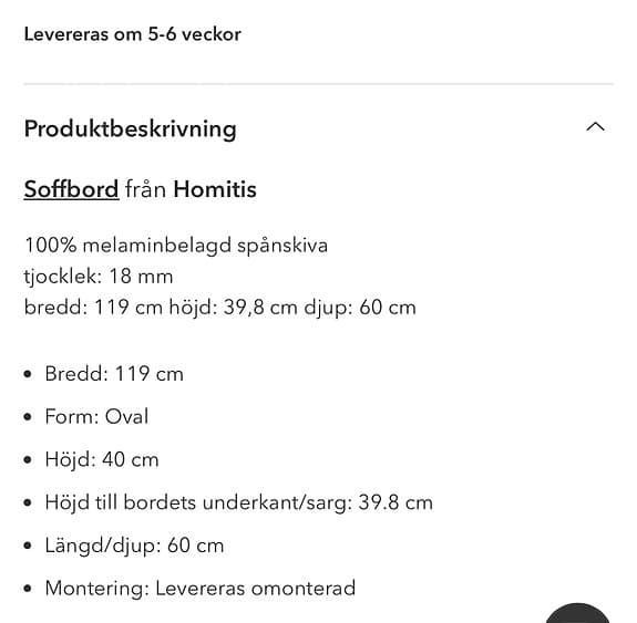 Soffbord - nyskick från Ellos