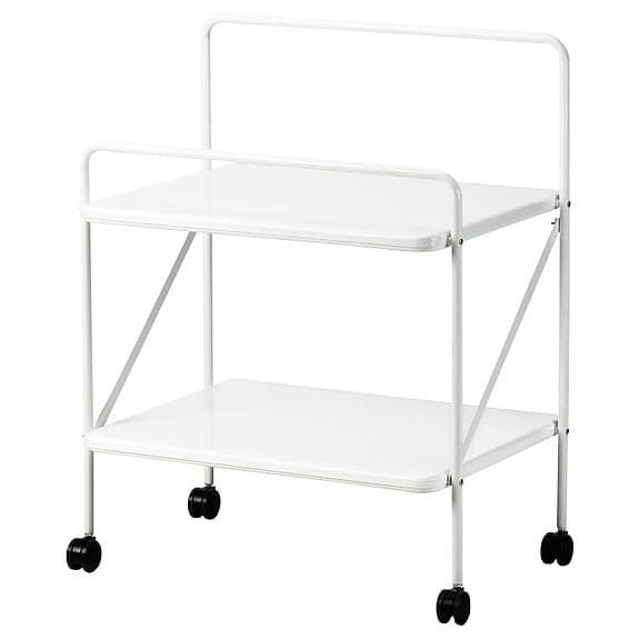 2 IKEA JÄRLÅSA sidobord på hjul vit metall