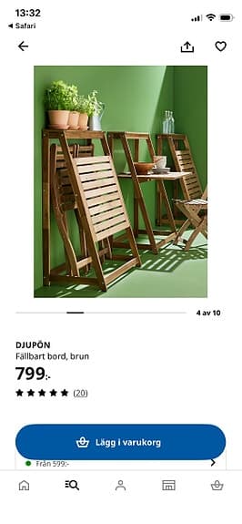Ikea DJUPÖN fällbart bord brun - helt nytt bord till balkongen/ uteplatsen!