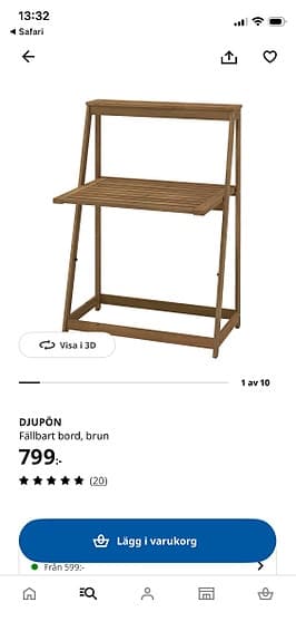 Ikea DJUPÖN fällbart bord brun - helt nytt bord till balkongen/ uteplatsen!