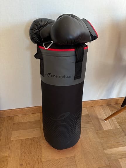 Boxningsset för junior med säck 8 kg och handskar svart