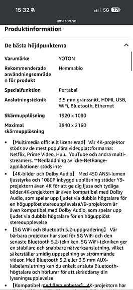 Yoton projektor helt ny