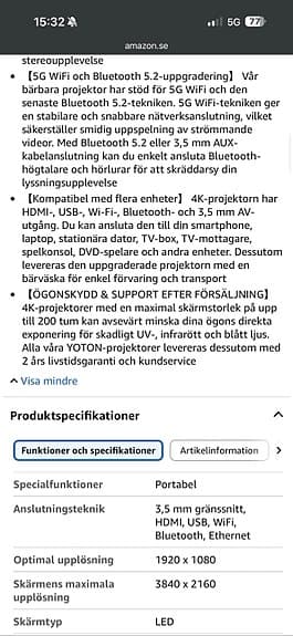 Yoton projektor helt ny