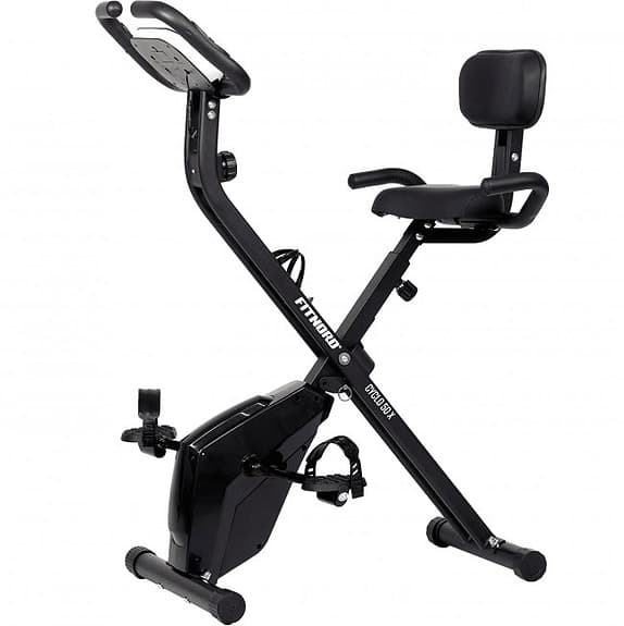 FitNord motionscykel hopfällbar svart med ryggstöd