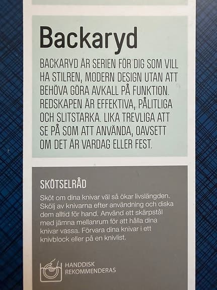 Anders Petter Backaryd knivset 5-delar rostfritt stål - oöppnad förpackning