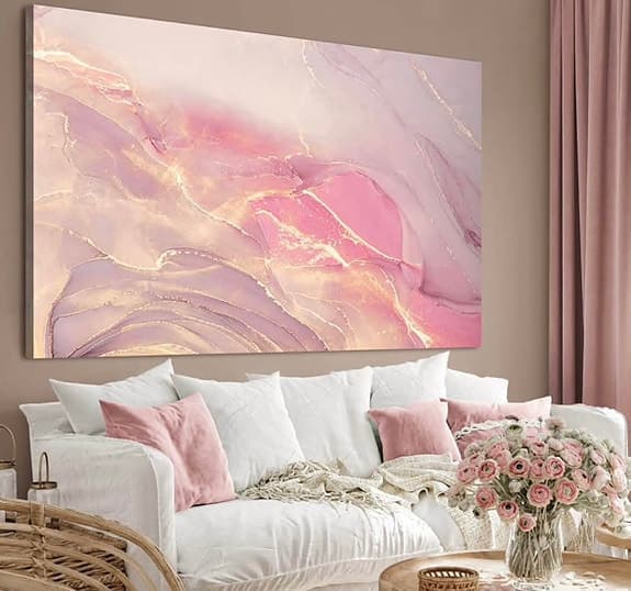 Canvastavla guld/rosa 150x100cm