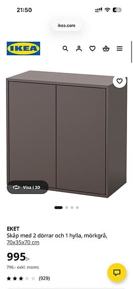Mörkgrått Ikea eket skåp