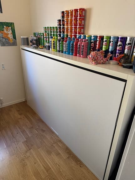 Sängskåp / Väggfällsäng – 110x200 med bäddmadrass