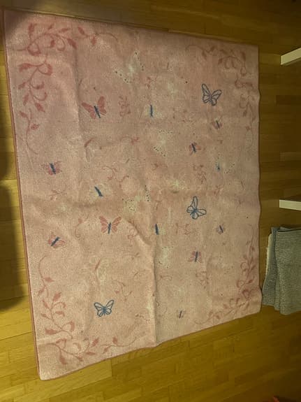IKEA SÄNGLEKRA matta rosa fjärilsmönster