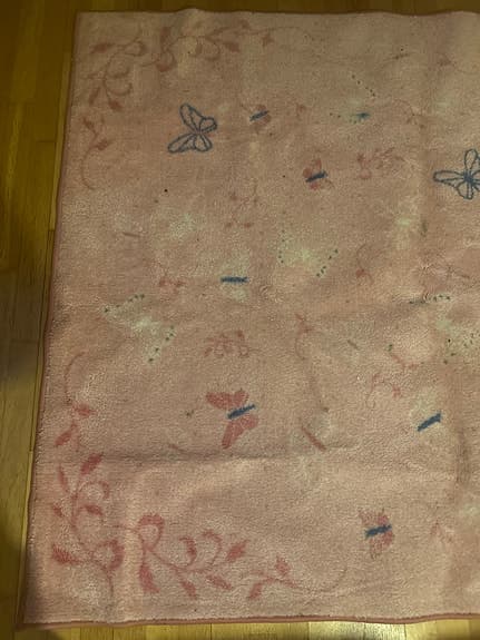 IKEA SÄNGLEKRA matta rosa fjärilsmönster