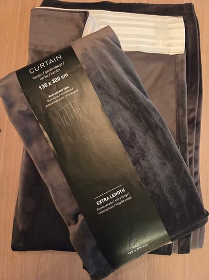 Hemtex gardin mörkgrå sammet 135x300 cm