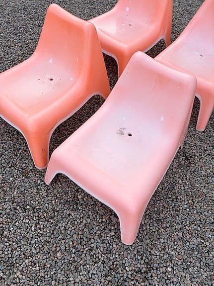IKEA Bunsö barnstol plast orange