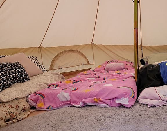 Tält tipitält beige bomullscanvas,  Amaroq Glampingtält Medium för  6 personer