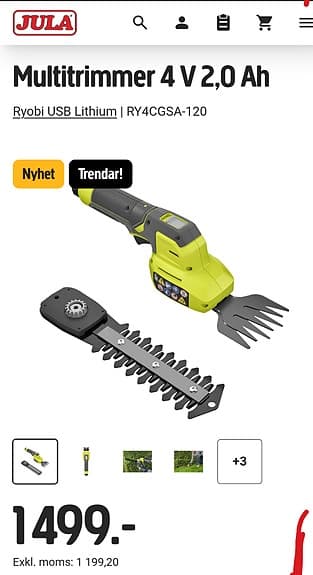 Ryobi OGS1822 grässax häcksax batteridriven