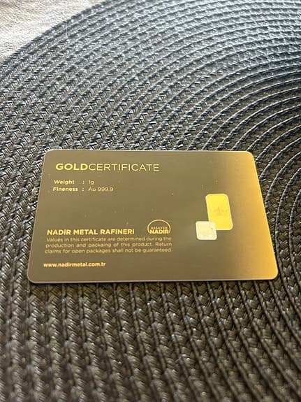 Tavex guldtacka 1 g med certifikat