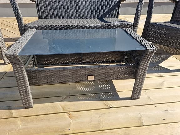 Utemöbelgrupp konstrotting grå med bord och stolar