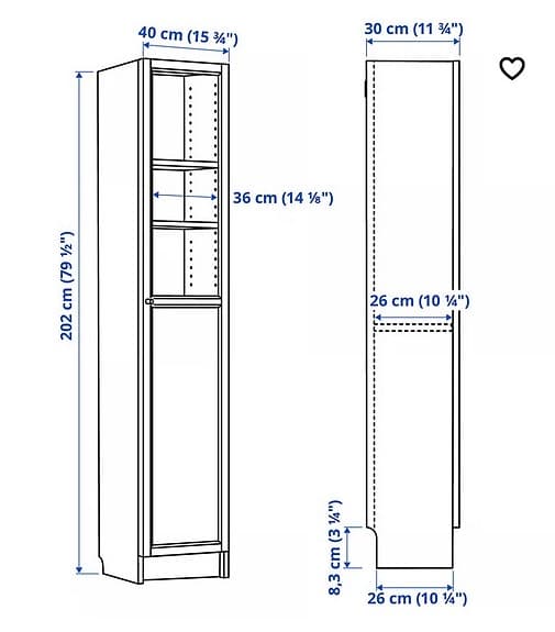 BILLY/OXBERG Bokhylla - svart ekmönstrad
