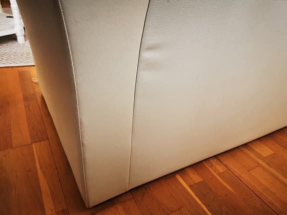 Skinn hörnsoffa beige/creme