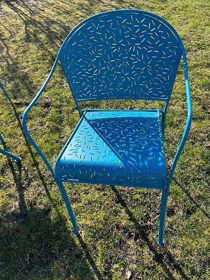 Trädgårdsgrupp bord och stolar turkos metall från franska Fermob