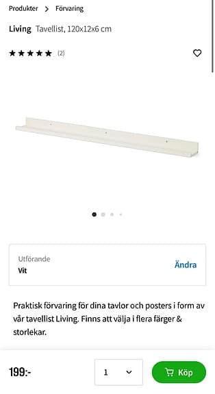 Tavellist Mio vit 120