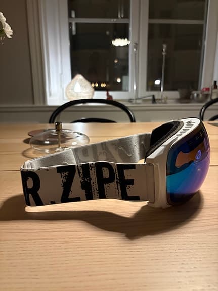 DR Zipe skidglasögon vita med blå sfärisk spegellins