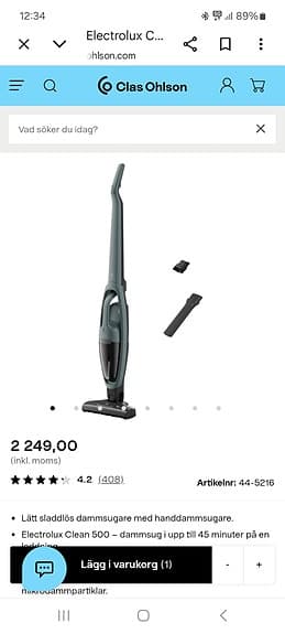 Electrolux Clean 500 skaftdammsugare grön