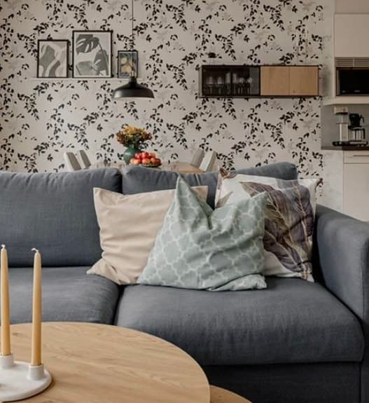 IKEA BOASTAD Vägghylla/vitrinskåp, svart/ekfaner