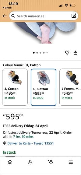 🛌 Gravidkudde U-form XXL – Ella | Ljusgrå bomullsjersey