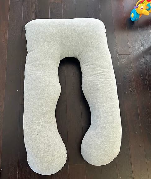 🛌 Gravidkudde U-form XXL – Ella | Ljusgrå bomullsjersey