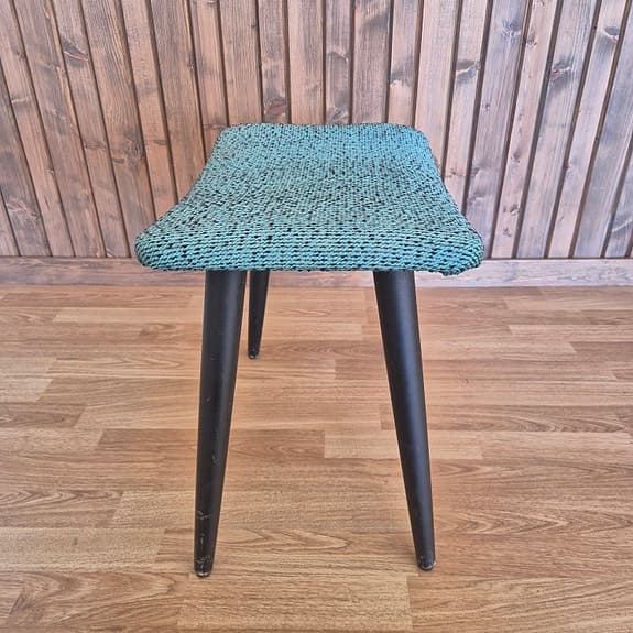 1 retro pall med turkost tyg, 1900-tal, 45*31 cm