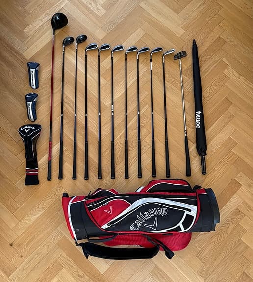 Komplett golfset (vänsterklubbor)