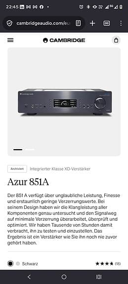 Cambridge Audio High End Förstärkare Azur 851A
