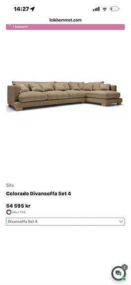 Sits Colorado divansoffa beige tyg