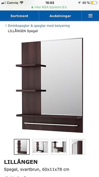 LILLÅNGEN Ikea spegel med hyllor svartbrun