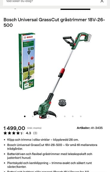 Bosch grästrimmer batteridriven