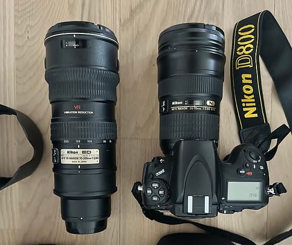 Nikon D800 + 24-70/2.8 + 70-200/2.8 VR – komplett paket